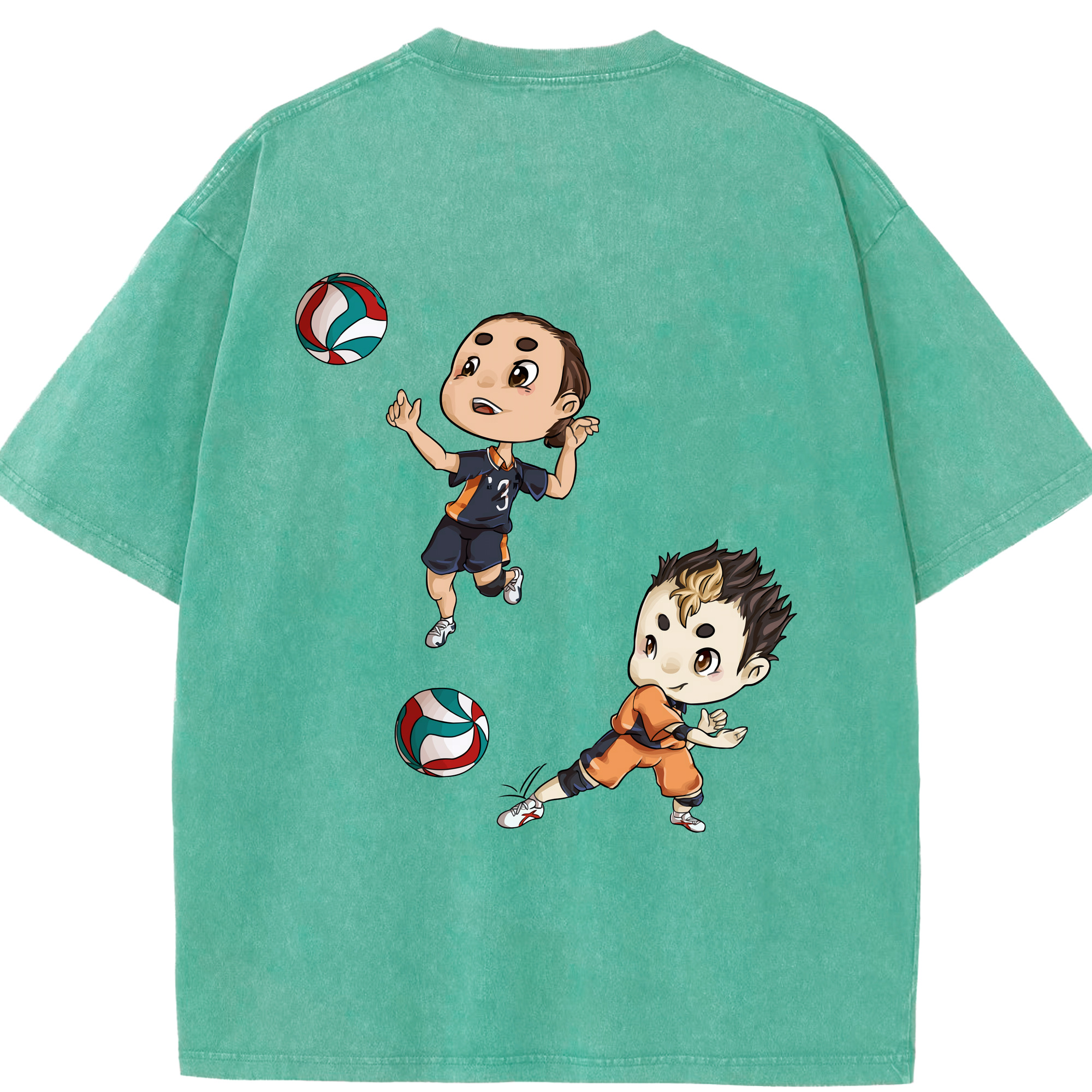 （画像用） ハイキュー!! Haikyu!! 綿100% ヴィンテージ風 半袖Tシャツ（背面プリント）